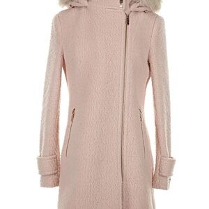 Calvin Klein Blush Pea Coat with Faux Fur Hood